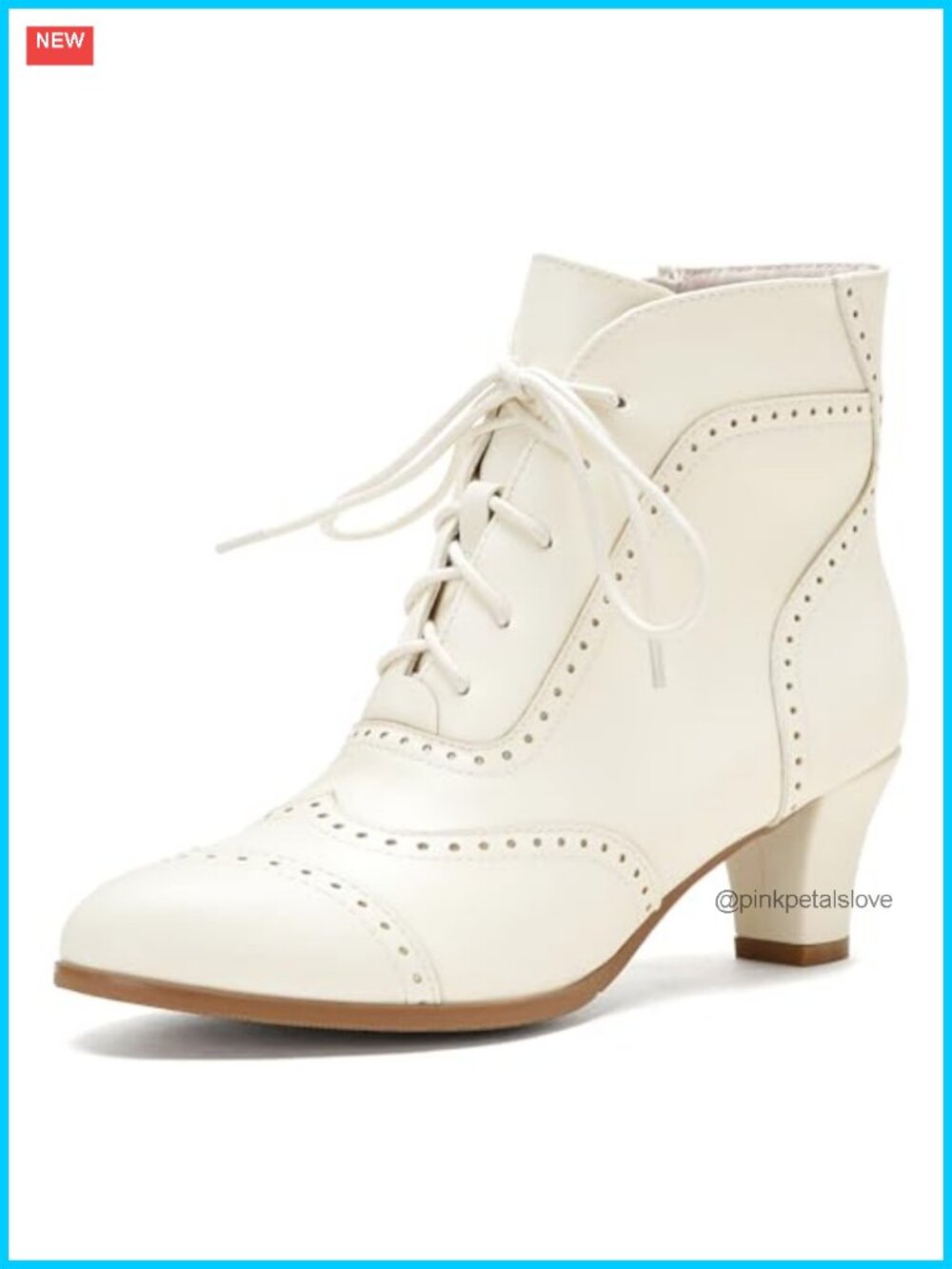 Faux Leather Lace Up Ankle Booties Side Zip Block Heel Victorian Steampunk